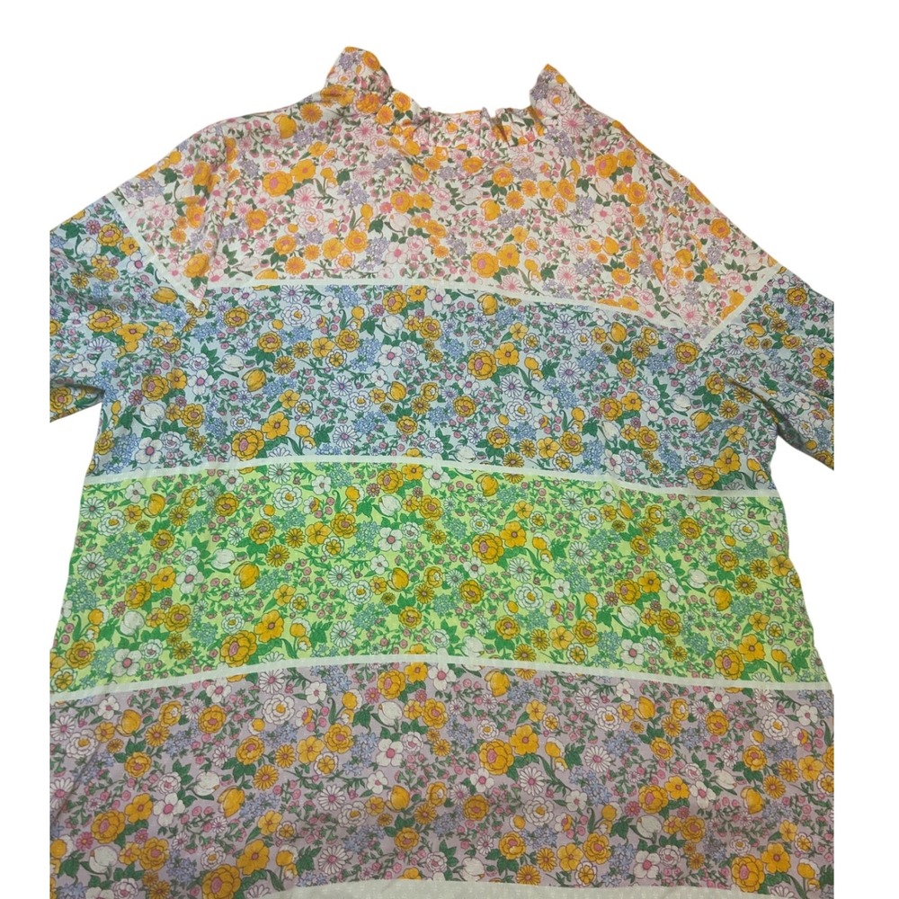 Crown & Ivy long sleeve 3X‎ ruffle vneck spring Easter dopamine tunic top blouse - Picture 6 of 8